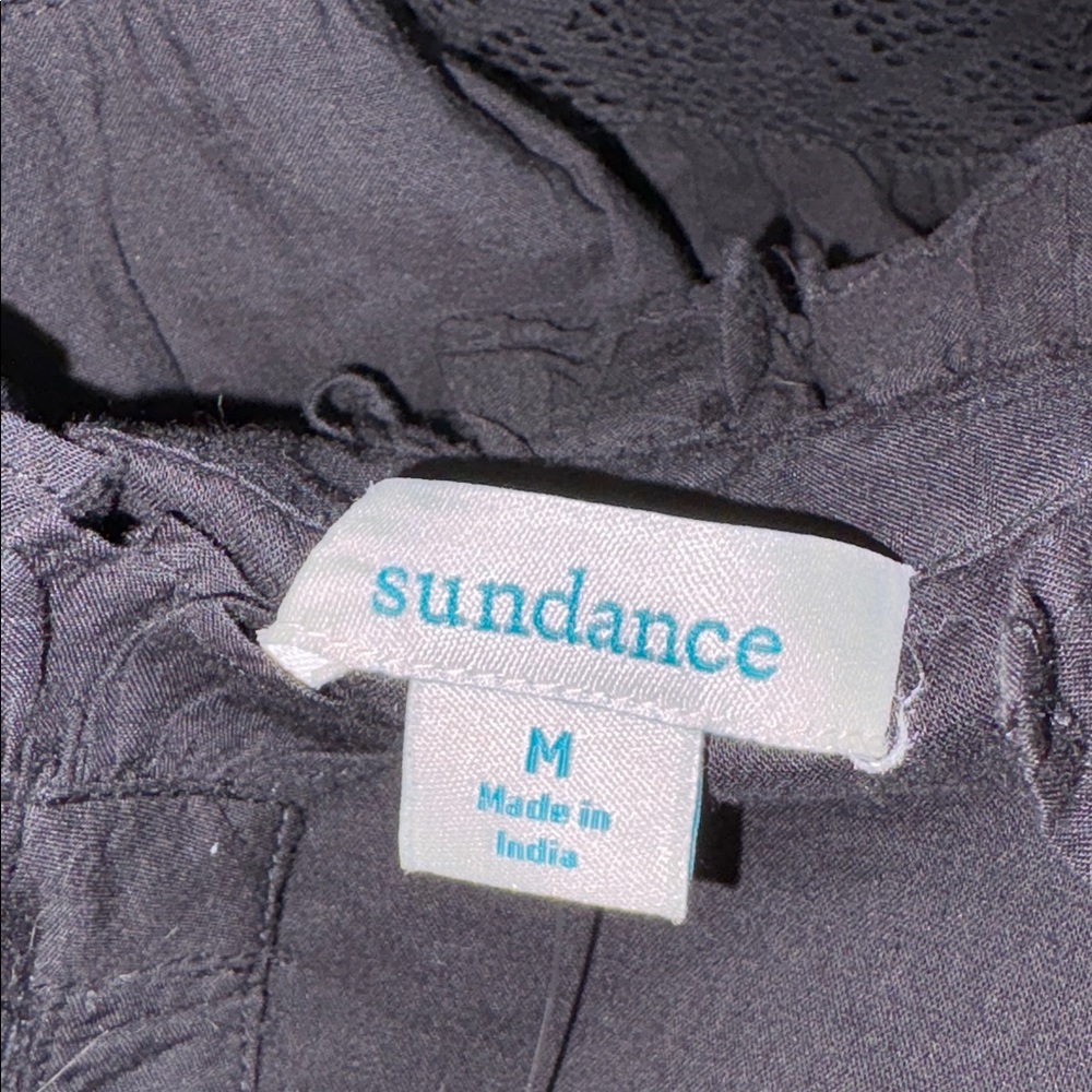 NEW Sundance Catalog Bromlee Black Ruffle Trim Dress Lace Lined Puff Sleeves - Picture 6 of 7